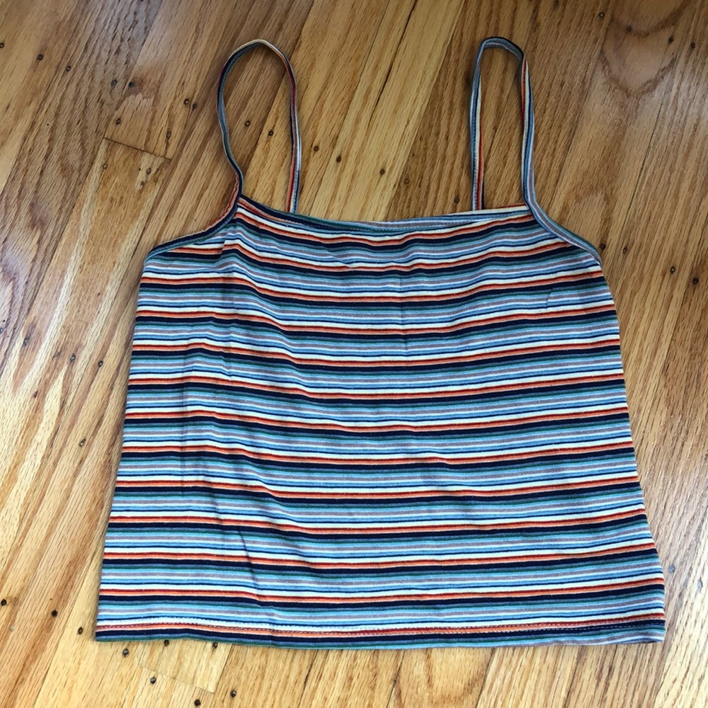 Spaghetti strap striped tank top, cropped fit (size: S)